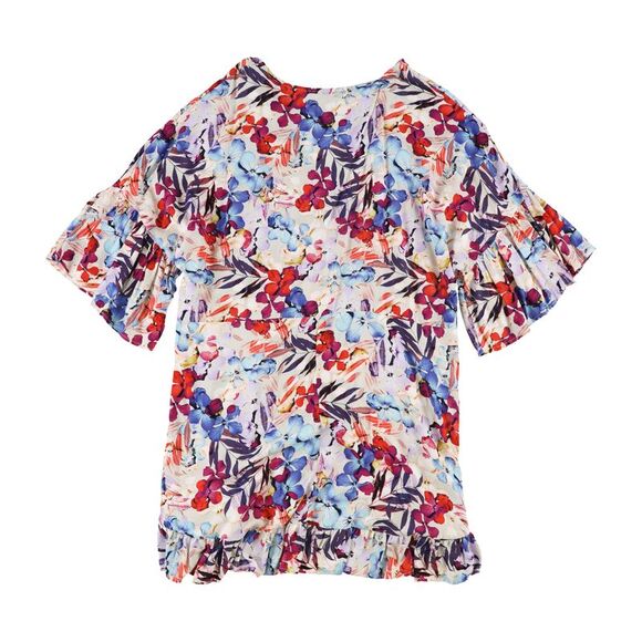 avenue Womens Ruffled Hemline Tunic Blouse, multi, Plus Size, 2X - Picture 2 of 3